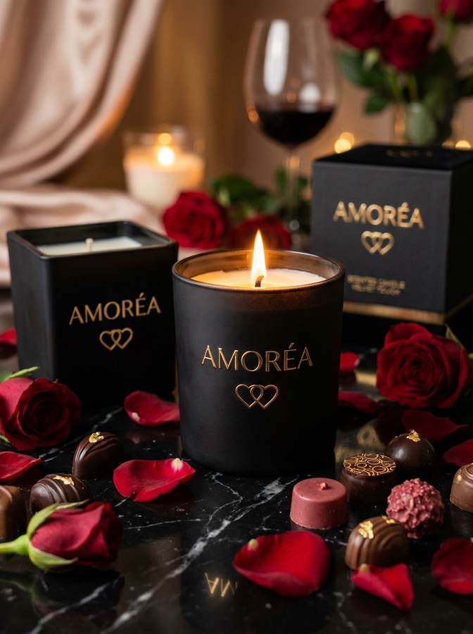 La candela Romanza accesa accanto al cofanetto